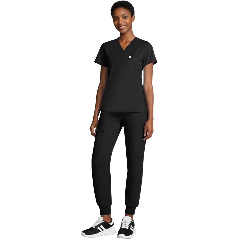 Women's XXL Scrub Set V-Neck Top Stretch Jogger Pants Nurse Uniform